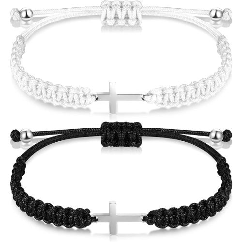 Sureio Cross Friendship Bracelet Adjustable Braided Rope Jesus Christian Cross Bracelets String Lucky Strand BFF Wristband for Women Men Boy Girls Easter Baptism