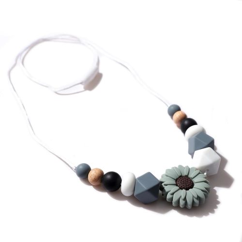 Silicone Breastfeeding Necklace - Silicone Jewelry For New Mothers, Emotional Calming Nursing Newborn Sensory Fidget Necklace, Bohemian Daisy Decoration.