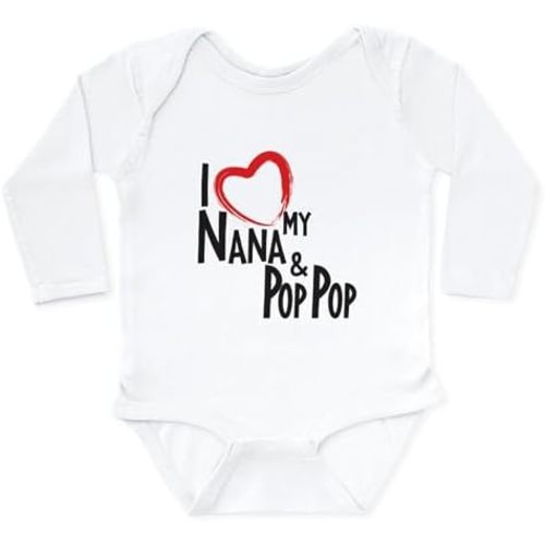 CafePress I Heart My Nana and Pop Pop Body Suit Cute Long Sleeve Infant Baby Bodysuit Romper
