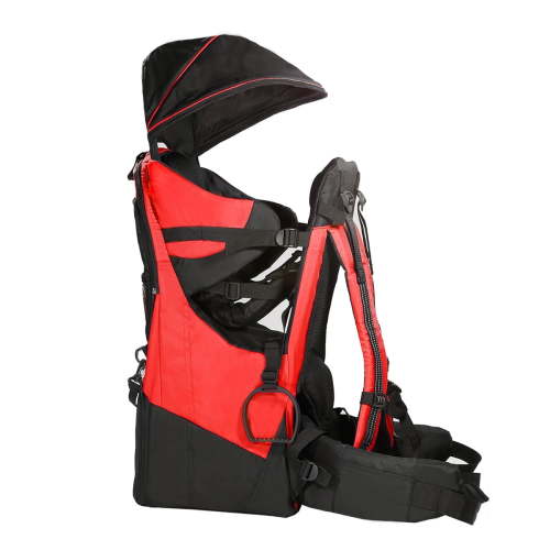 ClevrPlus Deluxe Red Baby Backpack Hiking Carrier with Stand and Sun Shade