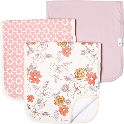 Copper Pearl Premium Baby Burp Cloths - 3-Pack Large Cotton Burp Cloths, Extra Soft Spit Up Rags with 3 Absorbent Layers, Perfect for Baby Girl Gifts (21" x 10" Size, Ferra Set)