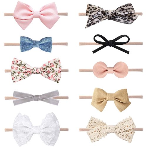 Baby Girl Headbands and Bows, Newborn Infant Toddler Nylon Hairbands Hair Accessories by LittleJoJo