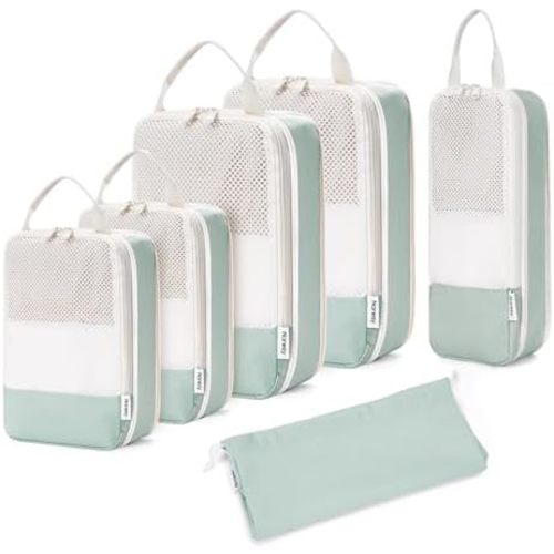 Narwey 6 Set Compression Packing Cubes for Travel Kids Women Carry on, Packing Organizers Bag for Backpack Luggage Suitcase Duffle Bags