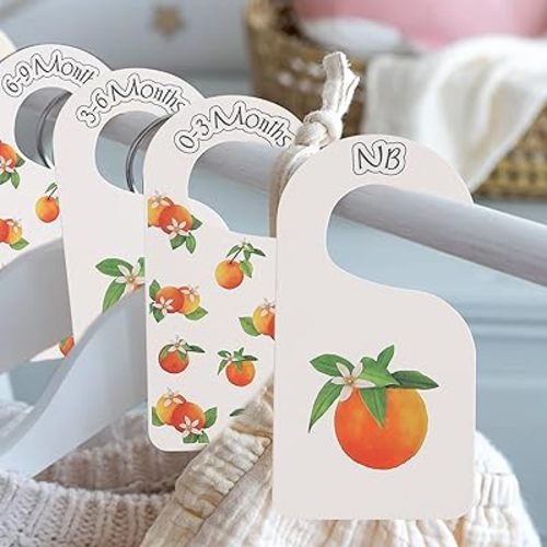 Little Cutie Baby Closet Dividers - Orange Little Cutie Citrus Baby Clothes Nursery Size Organizer,Nursery Closet Dividers Newborn-24 Months (Oranges)
