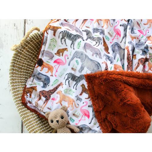 Safari Animal Baby Blanket, Personalized Blanket, Safari Nursery, Monogrammed Blanket, Minky Baby Blanket, Gender Neutral Baby