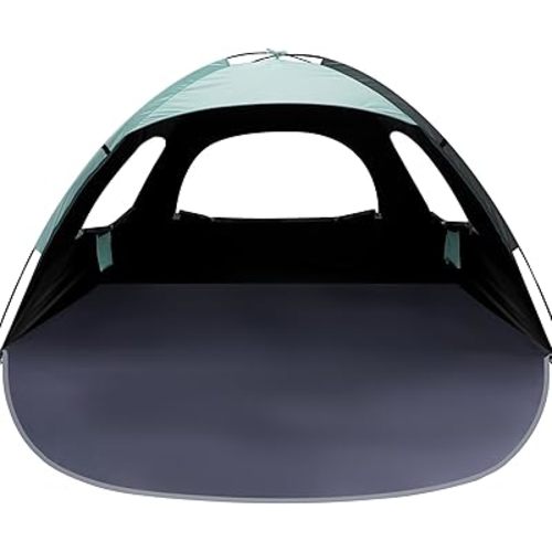 WhiteFang Beach Tent Anti-UV Portable Sun Shade Shelter for 3/4/6/8 Person, Extendable Floor with 3 Ventilating Mesh Windows Plus Carrying Bag, Stakes and Guy Lines