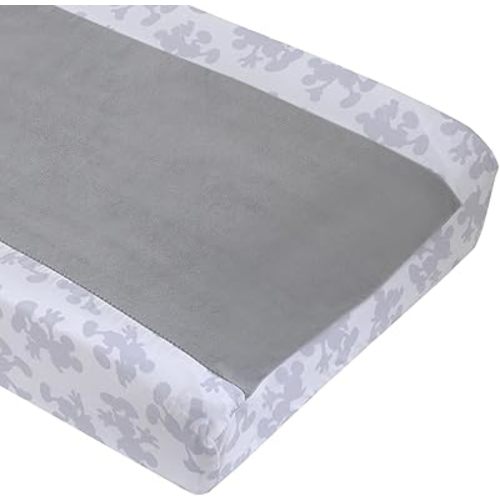 NoJo Disney Mighty Mickey Mouse Grey and White Super Soft Changing Pad Cover