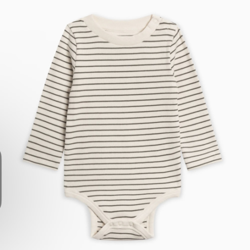 Sammy Ribbed Snap Shoulder Long Sleeve Bodysuit, 0-3 mo