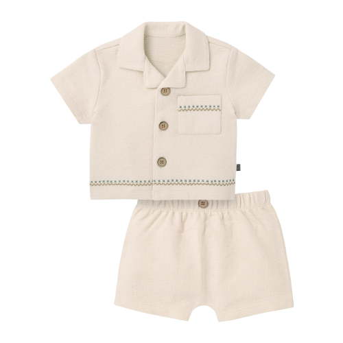 Modern Moments by Gerber Baby Boy Button Down Shirt and Short Outfit Set, 2-Piece, 0/3 Months - 24 Months