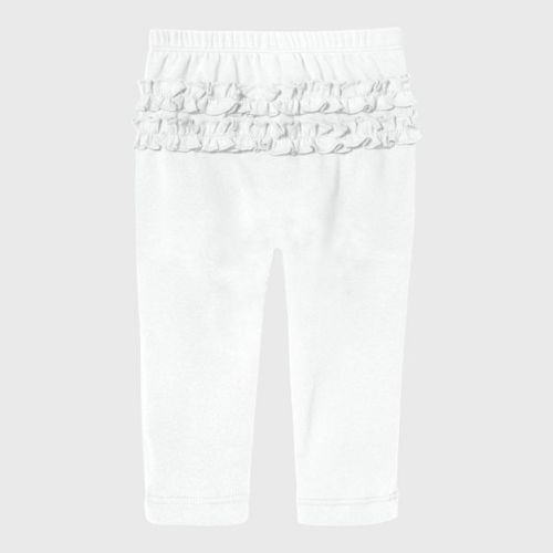 City Threads USA-Made Baby Ruffle Butt Soft Cotton Leggings | White - 0/3M