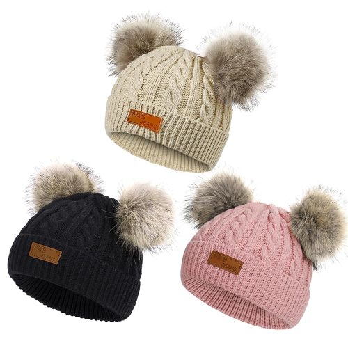 Century Star Baby Girl Winter Hats - Warm Knit Baby Beanie Infant Toddler Beanie Pom Pom Cap 6-36 Months
