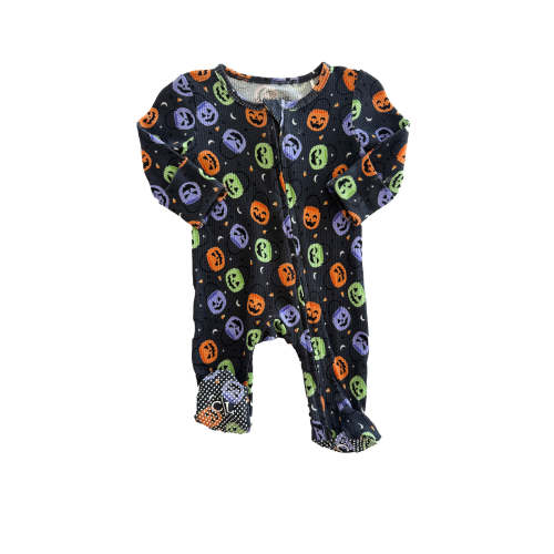 Halloween Bamboo Waffle Zipper Footie in Candy Crawl | Caden Lane