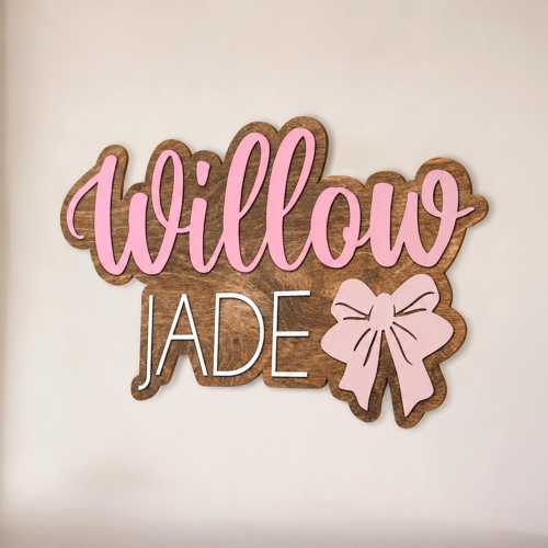 Custom Wood Name Sign, Bow Nursery Theme, Wall Decor