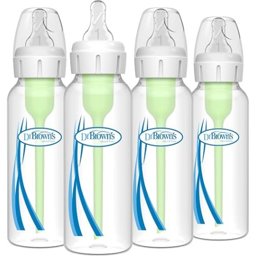 Dr. Brown's Anti-Colic Options+ Narrow Baby Bottle, 8 oz, 4-Pack