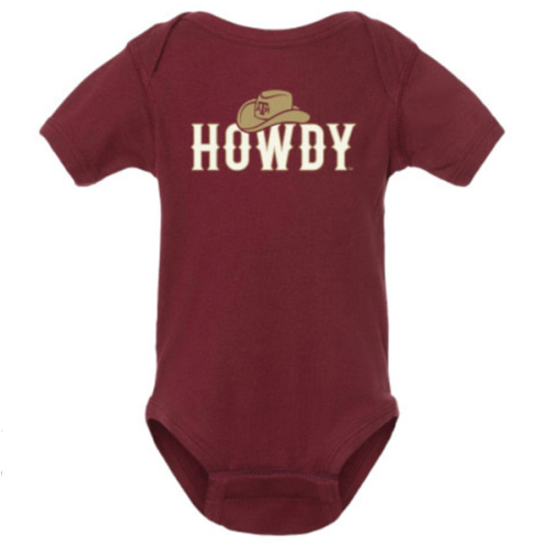 Infant Howdy Hat Onesie - Maroon - The Warehouse at C.C. Creations