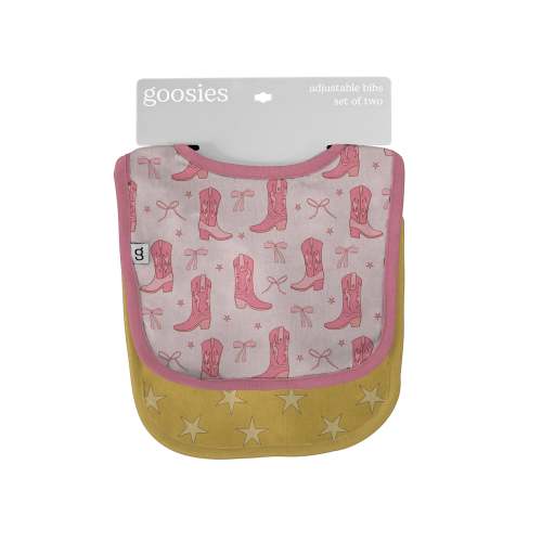 Bib Set of 2, Cowgirl Boots & Bows