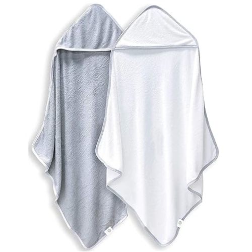 2 Pack Baby Bath Towel - Rayon Made from Bamboo, Ultra Soft Hooded Towels for Babies,Toddler,Infant - Newborn Essential -Perfect Baby Registry Gifts for Boy Girl
