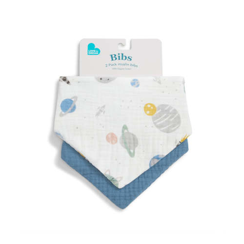 Bib 2 Pack Muslin Storm Blue Rocket