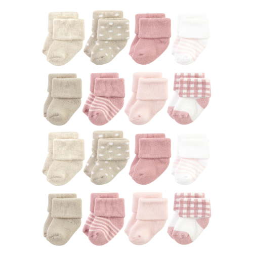 Hudson Baby Cotton Rich Baby Terry Socks 16-Pack, Mauve Taupe, 6-12 Months