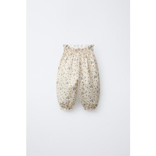 FLORAL TEXTURED PANTS - Ecru | ZARA United States