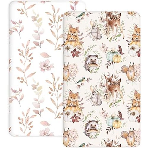 Pack N Play Sheets 2 Pack, 27"x39" Fitted Mini Crib Sheets Baby Boys Girls