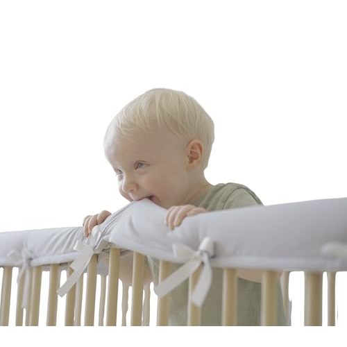Wazzo Baby Crib Rail Edge Cover Protector Teething Guard Wrap 4 PCS (2 Front + 2 Side) - Easy Install - Front Cover 51" L x 7" W - Side Cover 27.5" L x 7" W