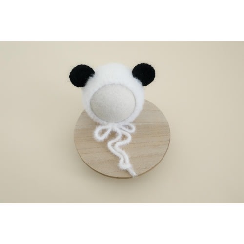 RTS! Panda bonnet | Newborn photography props Fuzzy baby panda bonnet Newborn size
