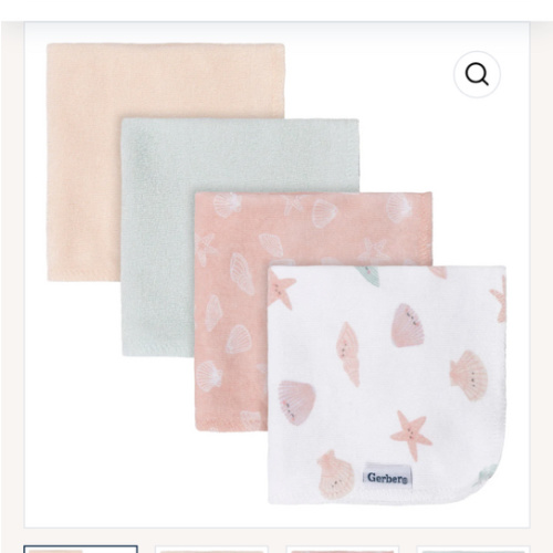 4-Pack Baby Girls She Sells Sea Shells Terry Washcloths – Gerber Childrenswear