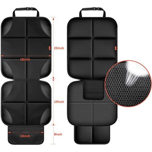 Car Seat Protector 2 Pack Car Seat Cushion Mat Thickest Padding,Waterproof 600D Fabric Car Seat Covers for Non-Slip Backing Mesh Pockets for Baby and Pet (Black, 2 Pack)