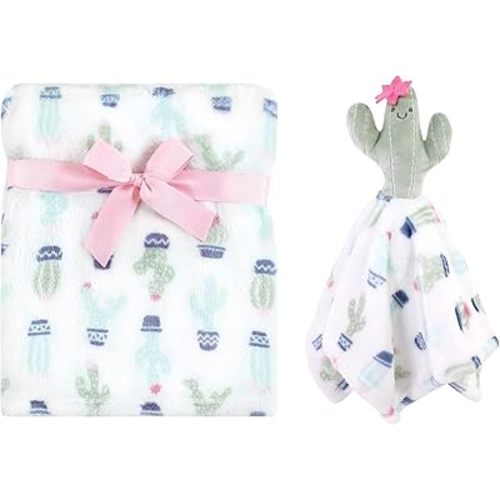 Hudson Baby Unisex Baby Plush Blanket with Security Blanket, Cactus, One Size