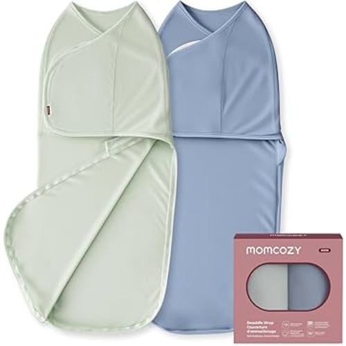 momcozy Baby Swaddle 0-3M/3.5-6.5kg, Size 68x28cm, 2-Pack, Serenity | 0.5 TOG, OEKO-TEX Certified, Quiet Fastener Wrap, Easy For New Parents, Reduces Startle Reflex, Soft Fabric : Amazon.co.uk: Baby Products