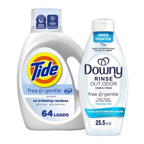 Tide Free & Gentle Laundry Detergents 84 fl oz + 25.5oz Downy Free & Gentle Fabric Rinse Power Duo