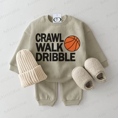 CRAWL WALK DRIBBLE Baby Basketball Grey Green 2-piece Set