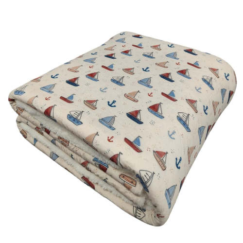 Nautical Sail Fuzzy Bamboo Blanket