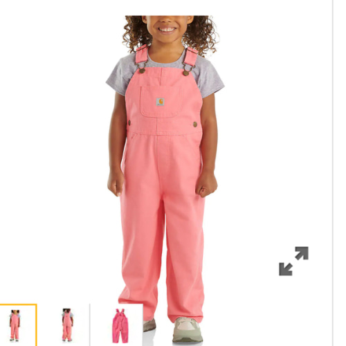 Girls' Loose Fit Canvas Bib Overall | Pink Clothing & Gear | Carhartt
