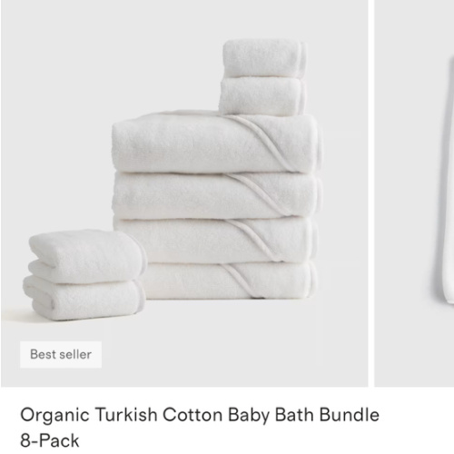 Organic Turkish Cotton Baby Bath Bundle 8-Pack in White