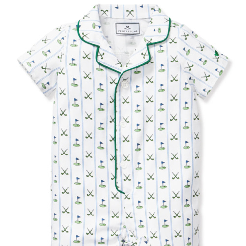 Baby's Twill Summer Romper in Fairway Stripe