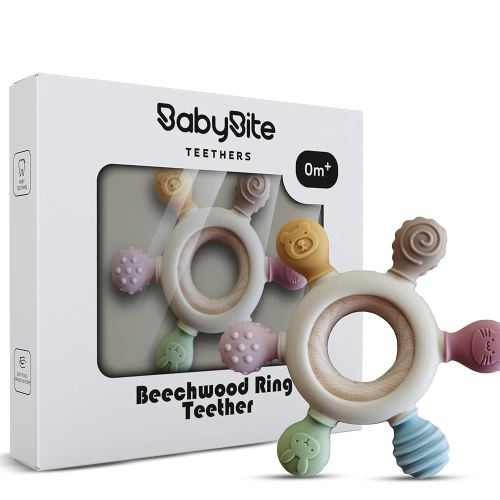BabyBite Teether Silicone and Beechwood