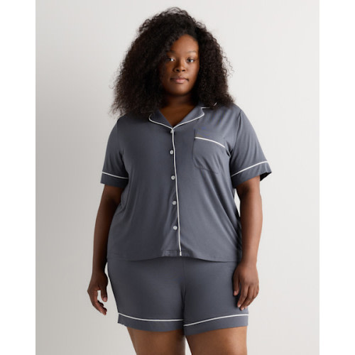 Bamboo Jersey Short Sleeve Pajama Set - Plus Size in Graphite