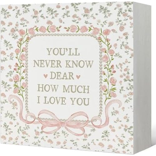 Girl Nursery Decor, Grandmillennial Bow Floral Wooden Box Signs