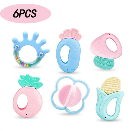 SHELLTON 6Pcs Baby Rattle Toys, Infant Shaker, Teether, Grab and Spin Rattles,Early Educational, Newborn Baby Gifts for 0-12 Months, Girls, Boys