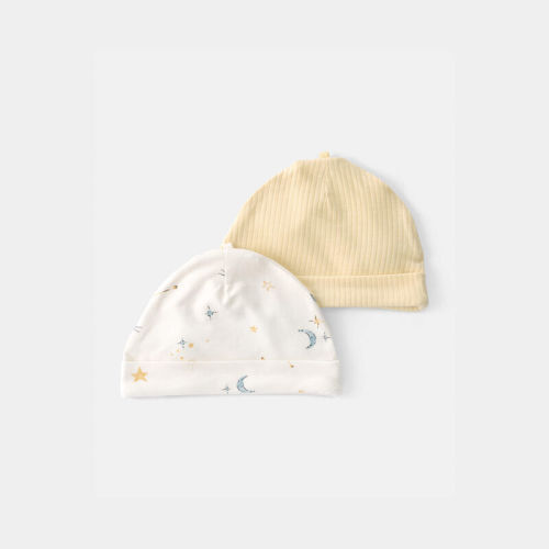 Baby 2-Pack Constellation PurelySoft Caps - Yellow/Ivory | Carter’s Oshkosh Canada