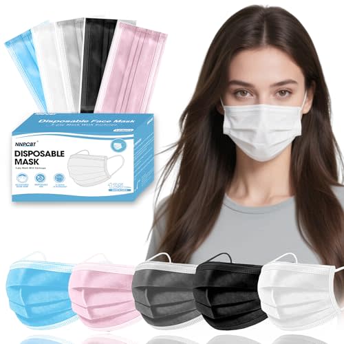 NNPCBT 5 Color Disposable Face Masks 125 Pack,3-Ply Breathable Mask For Adults,Great For Outdoors,Home, Office, School