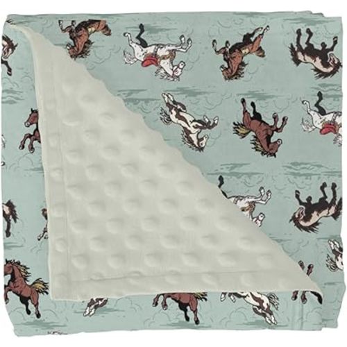Vintage Wild Horses Baby Blankets for Girl Boy Running Horse Soft Mink Dotted Backing Double Layer Swaddle Receiving Blanket Wild Western Cowboy Animal Bed Throws for Newborn Toddler Crib 30x40