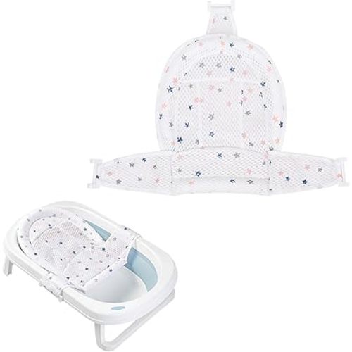Colorlife Baby Bath Seat Support Net Infant Bathing Seat Support Mat, Adjustable Comfortable Non-Slip Three-Pointed Baby Shower Net Bathtub Sit Up Mesh for Newborn 0-12 Months-White(No Bathtub)
