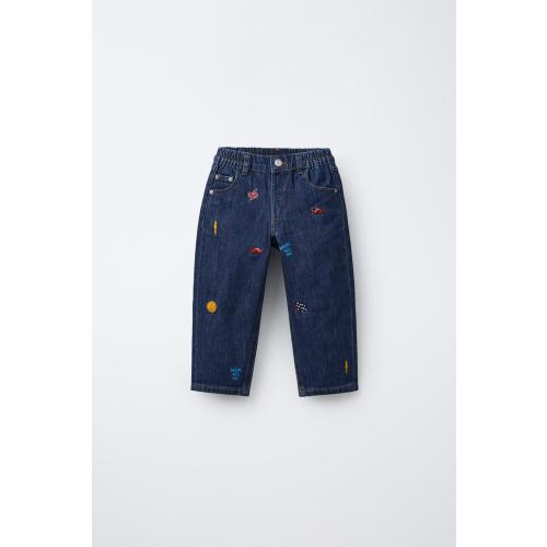 CARS LIGHTNING MCQUEEN EMBROIDERED BAGGY JEANS © DISNEY - Blue | ZARA United States