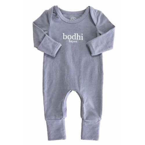 Personalized Full Length Snap Romper | Denim Blue