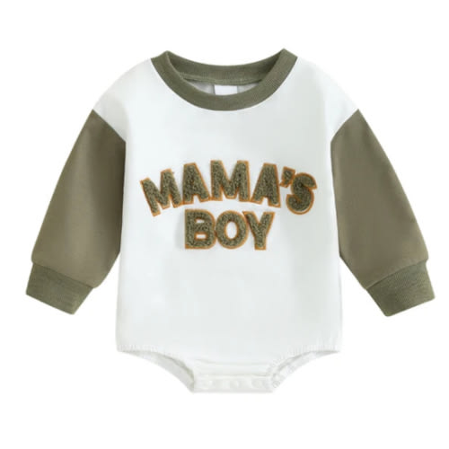 MAMA'S BOY Plush Long-Sleeve Onesie - Hazel & Bo