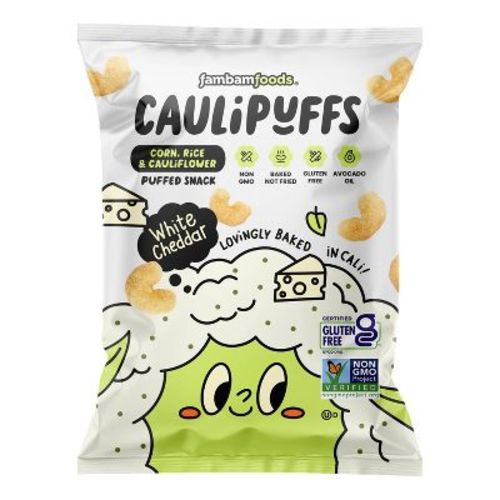 CauliPuffs Gluten Free Puffs - White Cheddar - 4oz: Toddler, Bag, Ready to Eat, Kosher