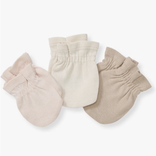 Burts Bees Baby Unisex Baby Mittens, 100% Organic Cotton, 3-Pack Solid Color Infant Scratch Protection Mitts